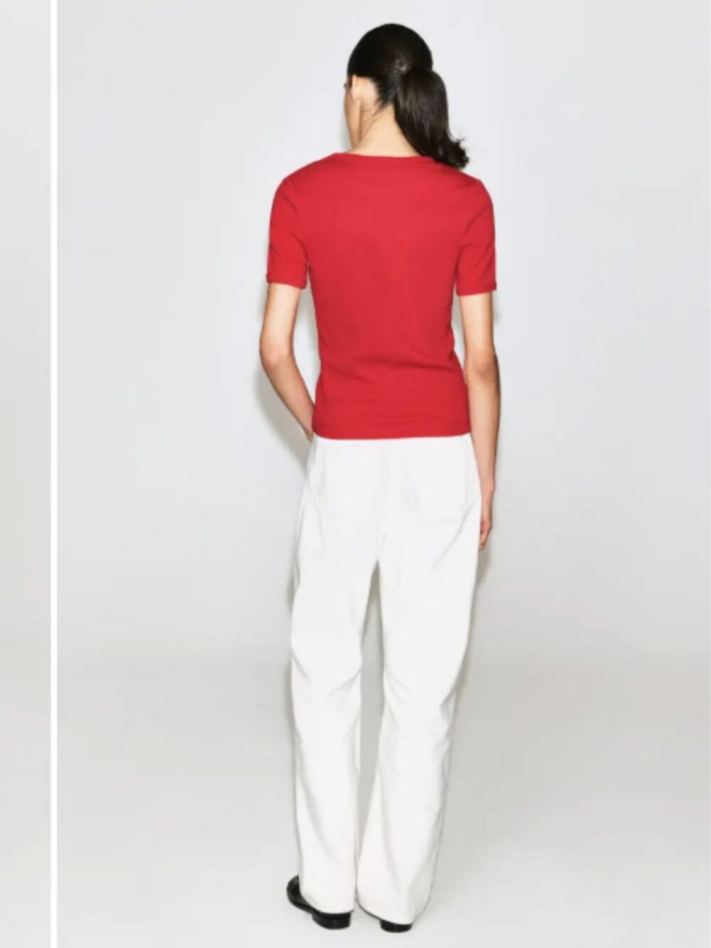 COS Ribbed Henley T-shirt in Red M - Picture 9 of 10